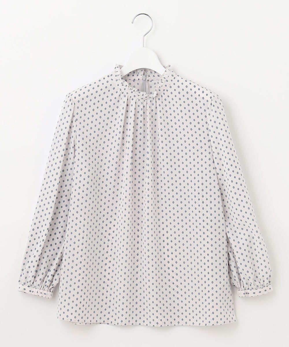 23区 L 【洗える】ジオメトリックパターン フリル ブラウス 