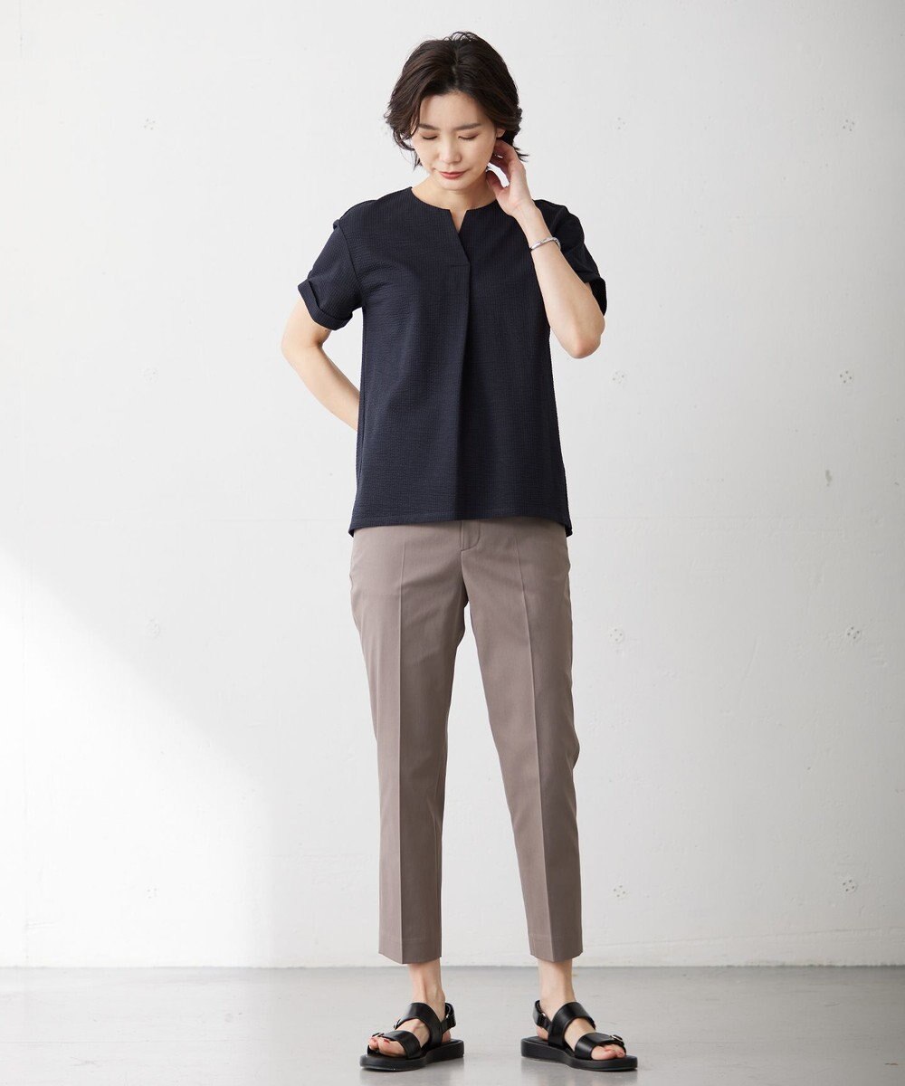 J.PRESS LADIES L 【WEB限定カラーあり・セットアップ対応・洗える・撥水・防汚】コットンFITTYシャーク テーパード パンツ 