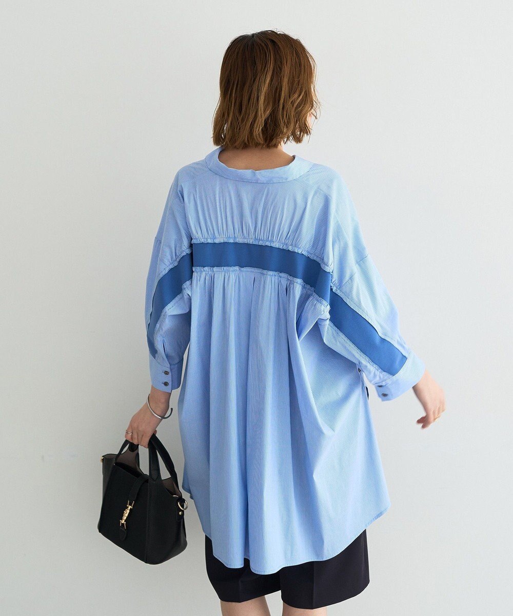 YECCA VECCA リブMIXストライプオーバーシャツ 