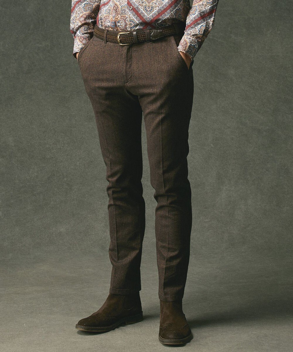 JOSEPH ABBOUD 【キングサイズ・ウエストも伸びる!オーガニックコットン使用】ムリネへリンボンストレッチ パンツ 