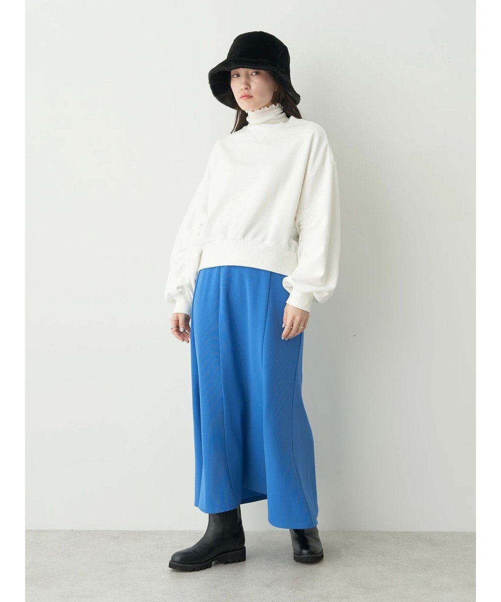 earth music&ecology クルーネック袖シャーリングスウェット 