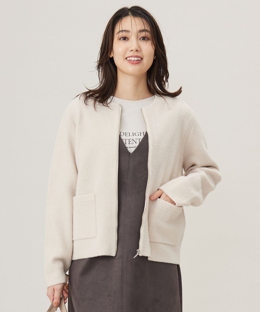 J.PRESS LADIES S 【洗える】BOUCLE ニット アウター ベージュ系