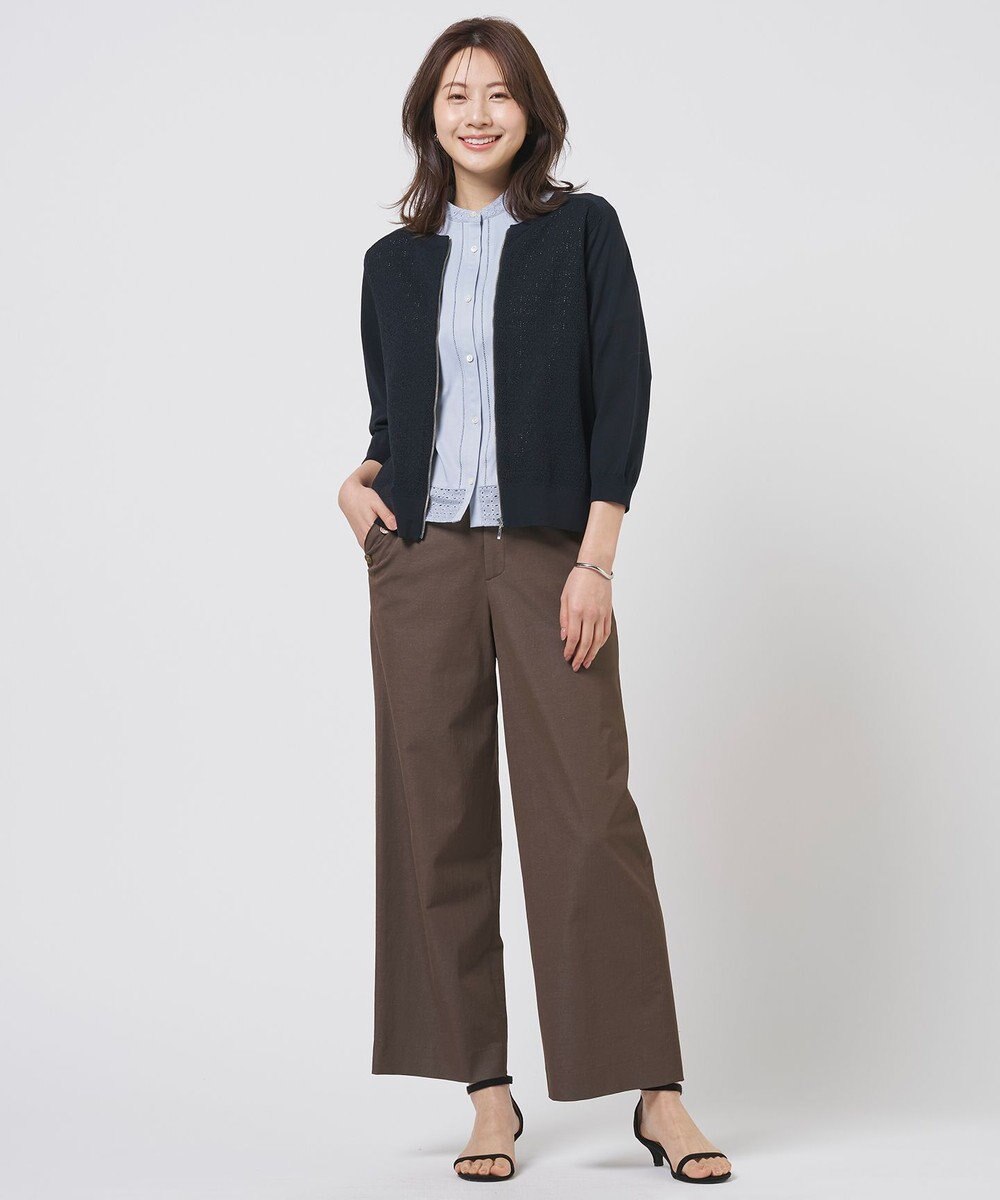 J.PRESS LADIES エンブロコンビ シャツジャージー バンドカラー カットソー 