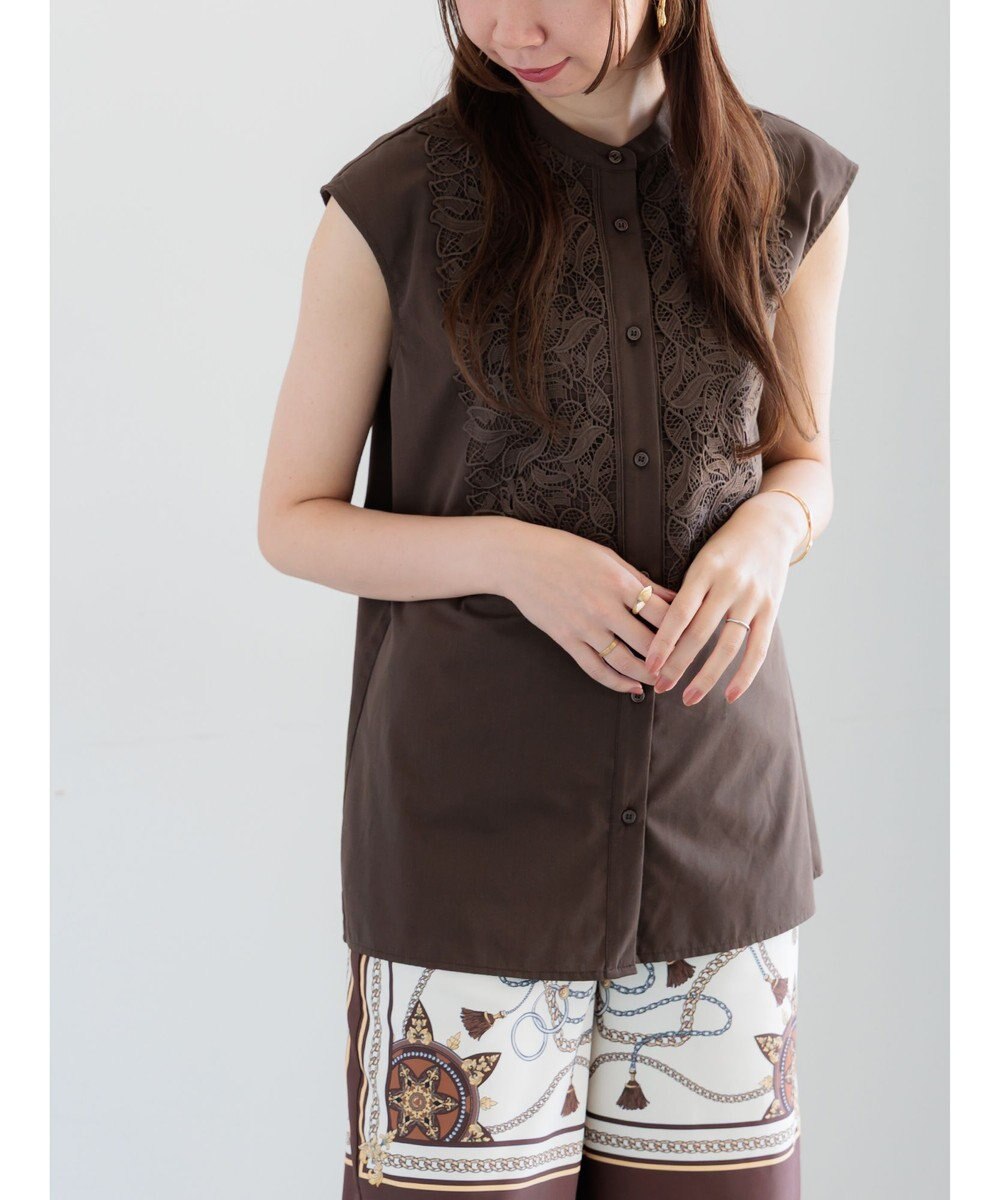 Te chichi リーフレースノースリーブチュニックシャツ 