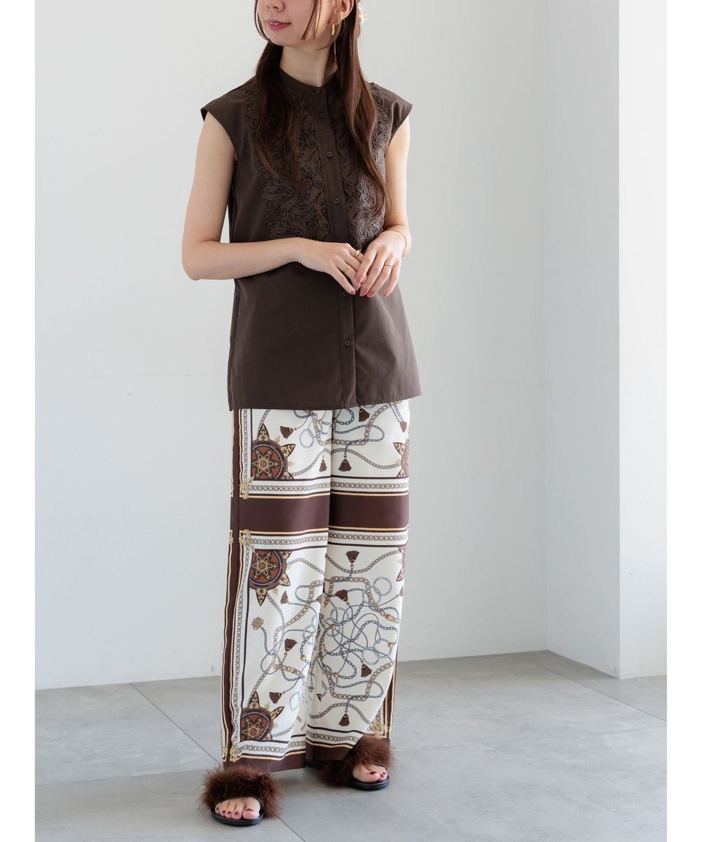 Te chichi リーフレースノースリーブチュニックシャツ 