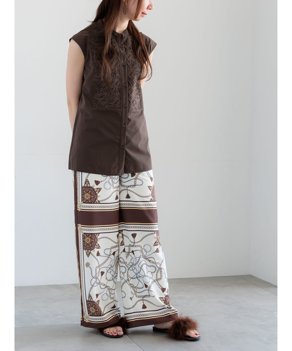 Te chichi リーフレースノースリーブチュニックシャツ 