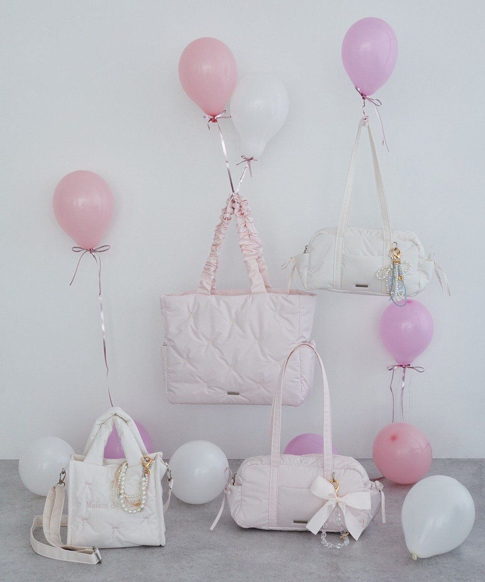 Maison de FLEUR サイドリボンパファーボストンバッグ 