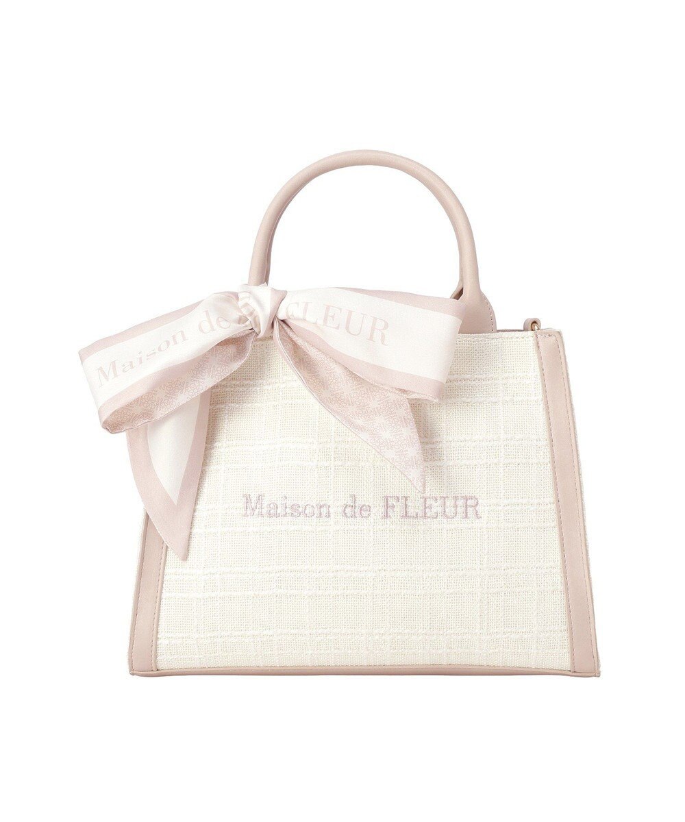 Maison de FLEUR スカーフ付きツイード2Wayバッグ 