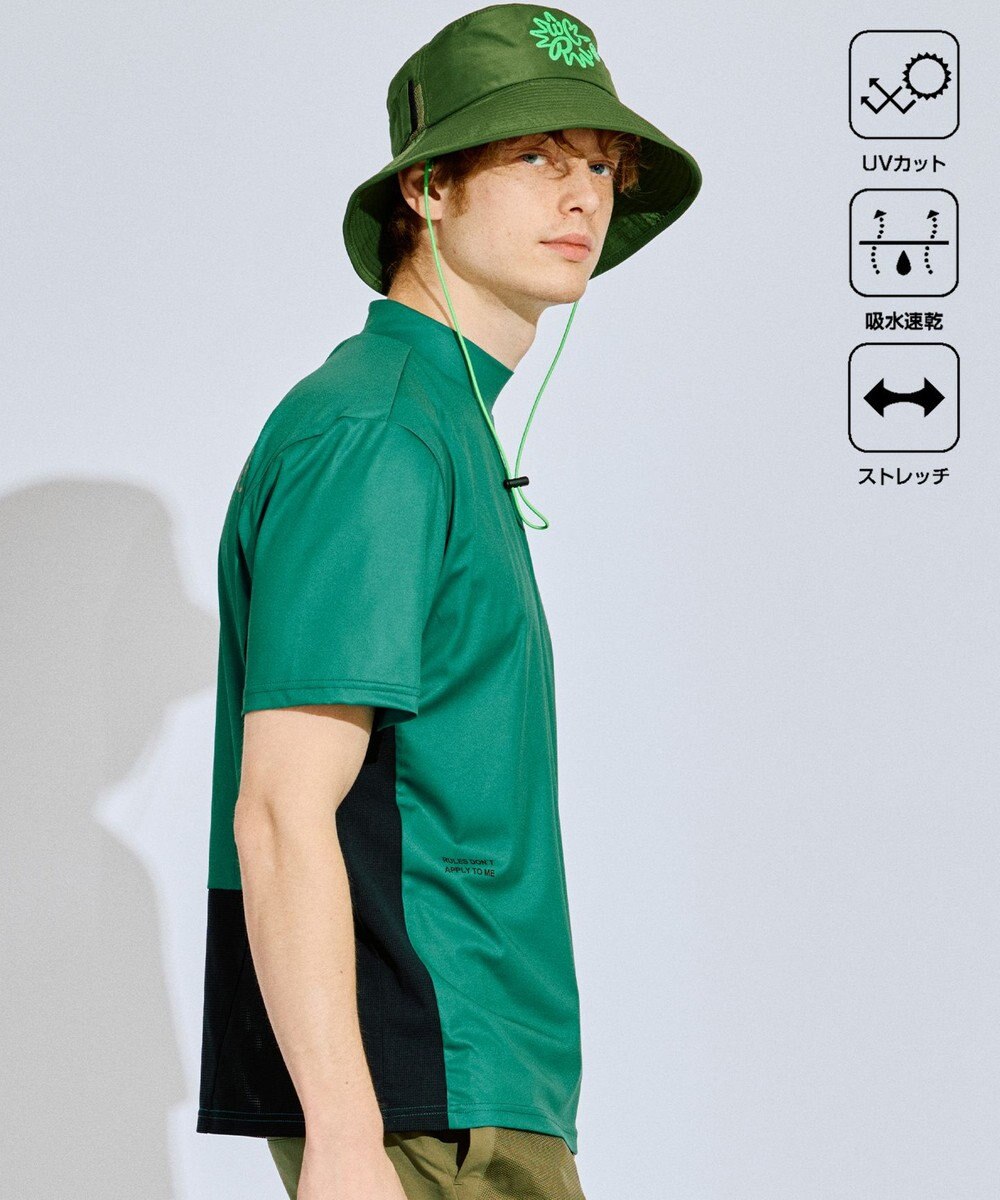 PW CIRCULUS 【吸水速乾 / UV遮蔽率96.3% UVカット / ストレッチ】【MEN】メッシュコンビモックネックT ゴルフ 