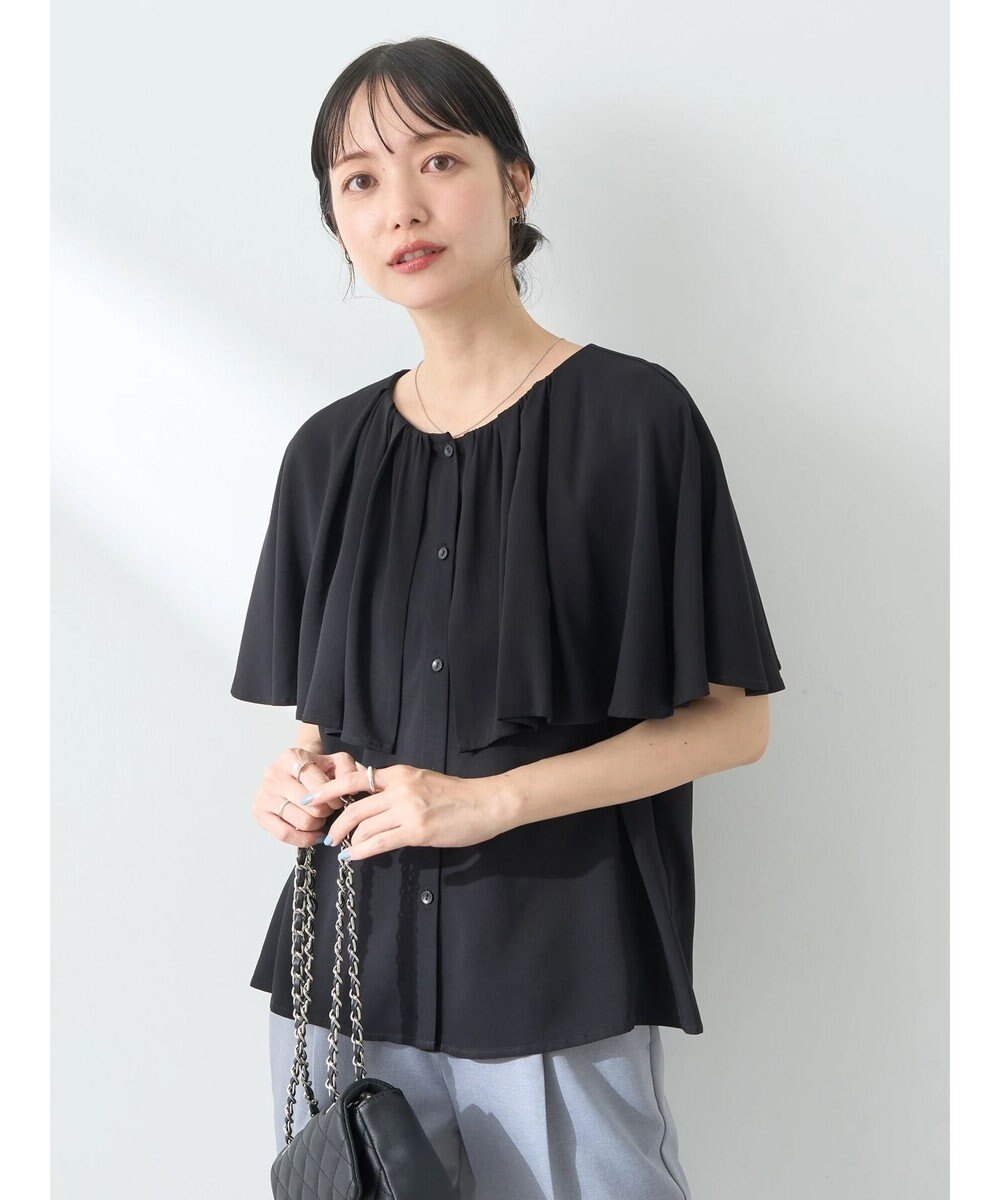 earth music&ecology ケープカラーブラウス 