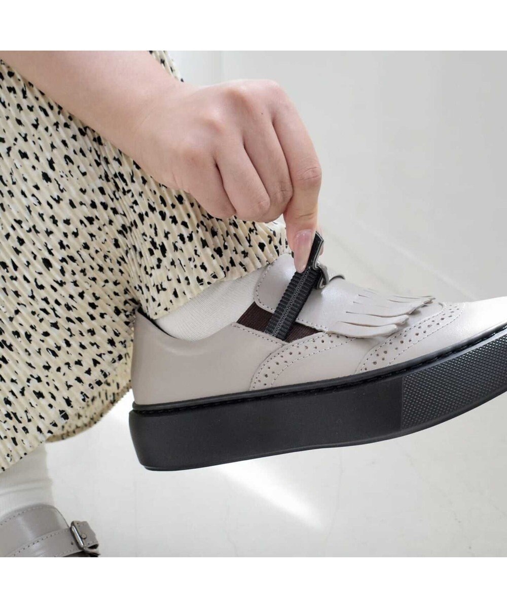 Pointer 日本製 本革フリンジ付き厚底ローファー 