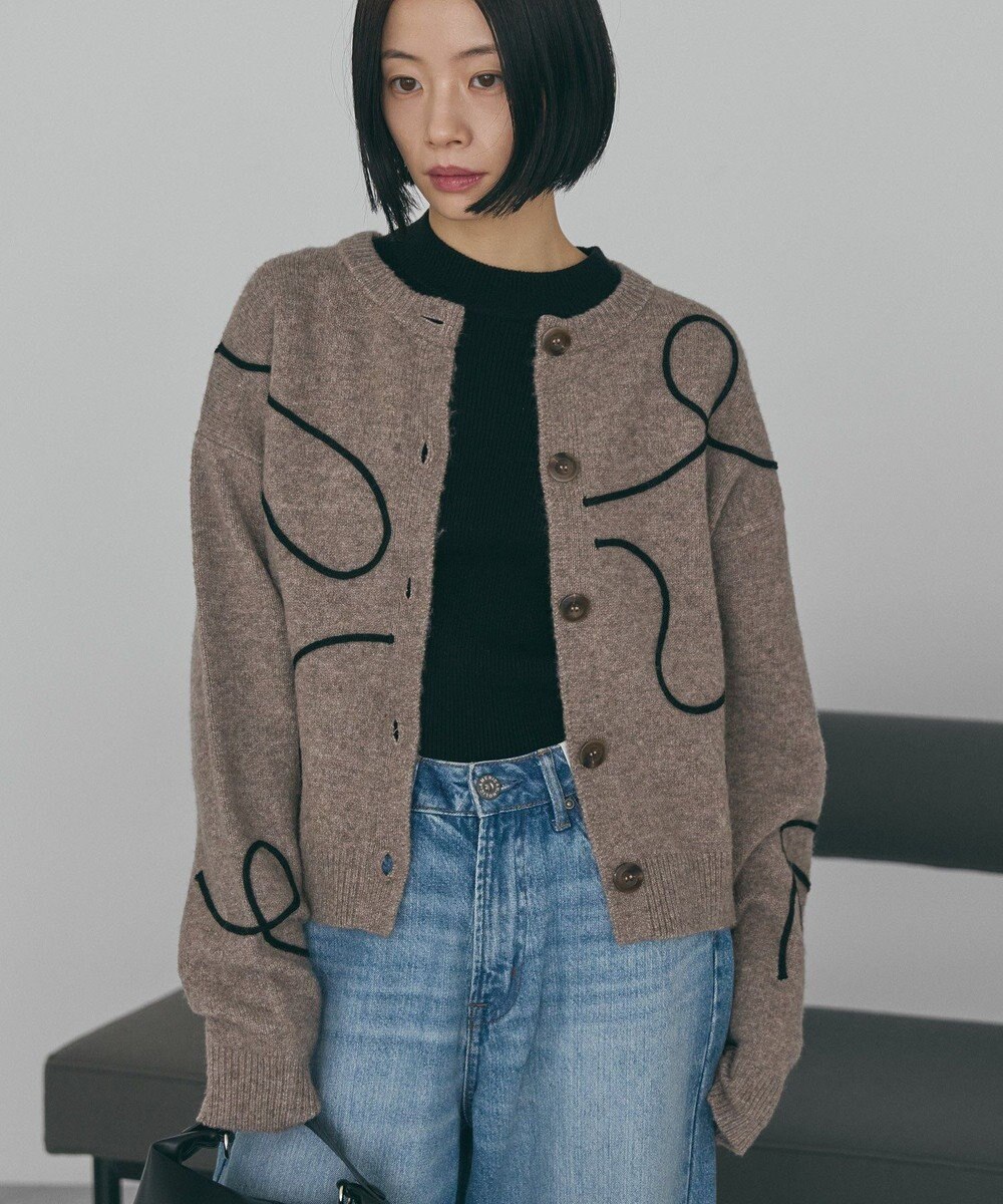 AMERICAN HOLIC コード刺繍ショートカーディガン 