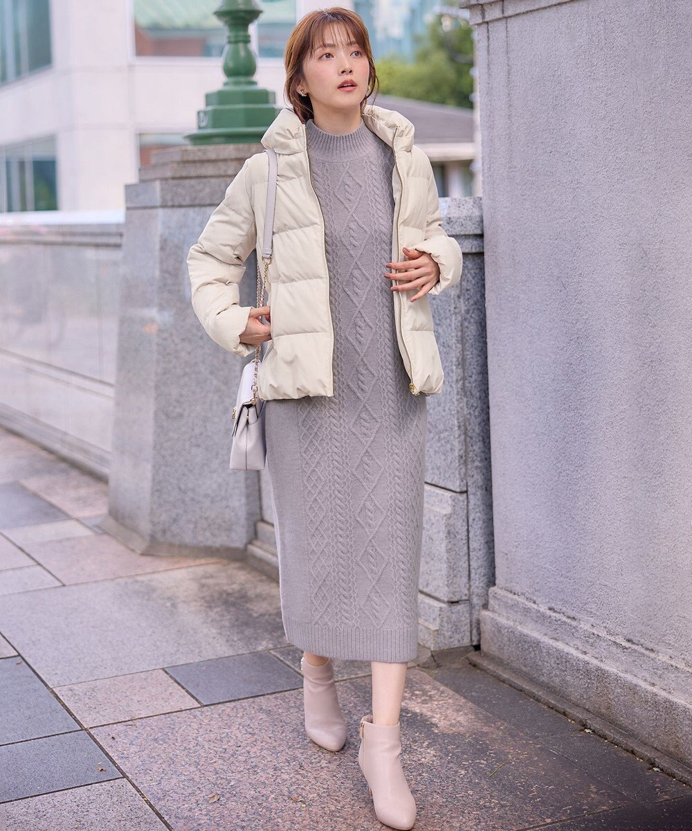 ANY SIS 【洗える】ハイネックケーブルニット ワンピース 