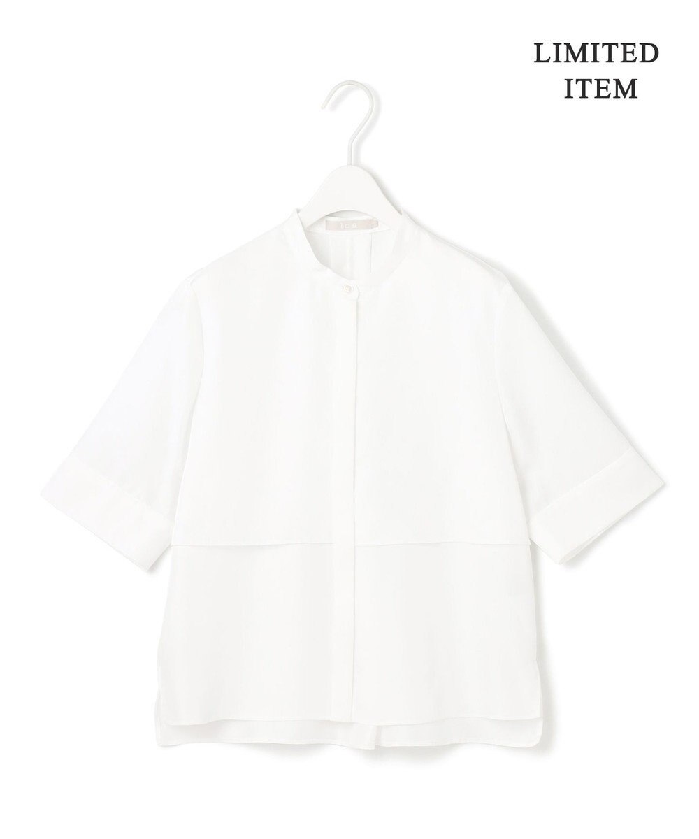 ICB L 【WEB限定・接触冷感・速乾・洗える】シルキーツイル 半袖クロップドシャツ 