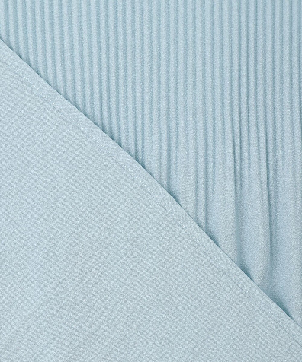 Feroux 【洗える】プリーツコンビ半袖 ブラウス 