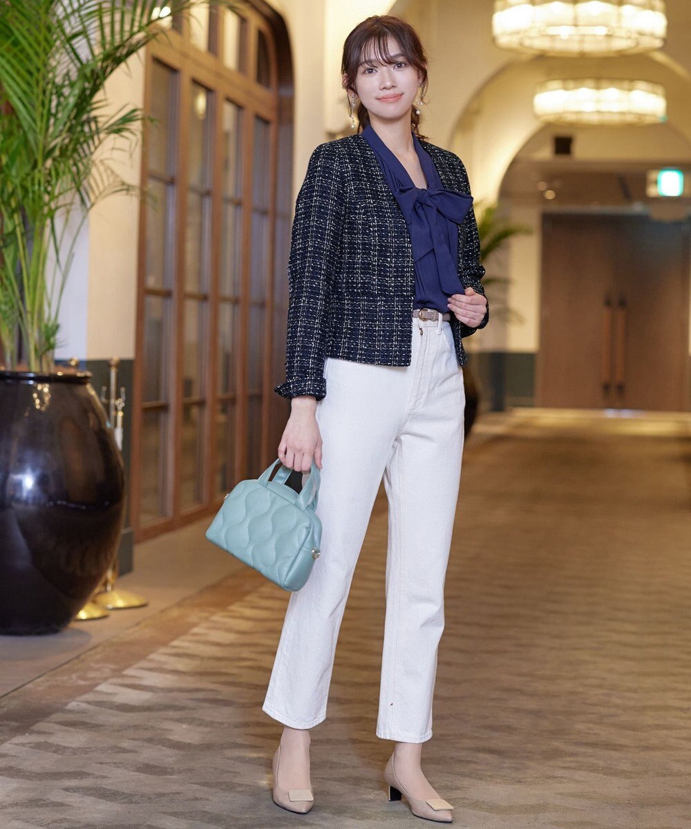 Tiaclasse L 【洗える】ラメチェックツイードジャケット 