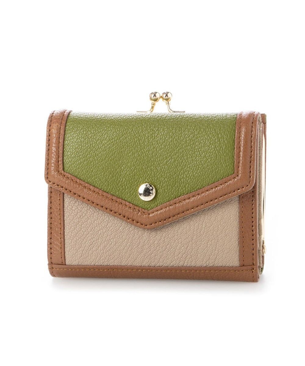 UNBILLION ペルケ perche トリミング配色外ガマ二つ折り財布 