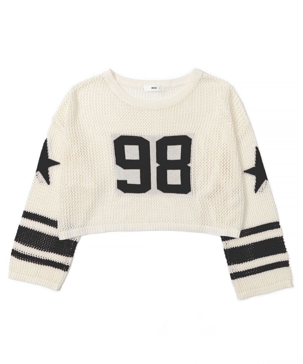 WEGO ナンバリングメッシュショートニット 