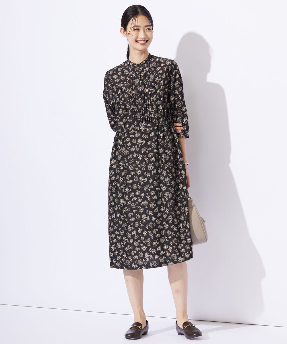J.PRESS LADIES L 【WEB限定カラーあり・洗える】ラインフラワープリント ワンピース 