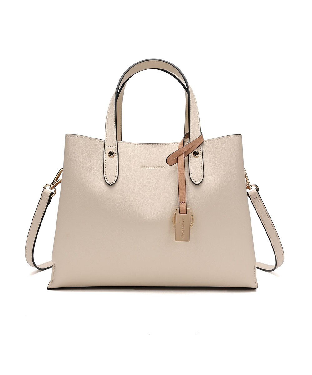 style code 【MERCURYDUO/マーキュリーデュオ】両アオリポケットサイド配色大開き開口 超軽量ハンドバッグ キーチャーム付 