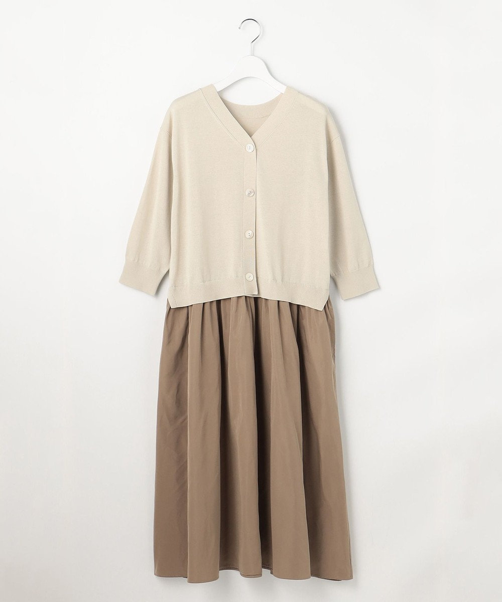 自由区 L 【人気異素材コンビの最新作・前後着用可】タフタコンビ ワンピース 