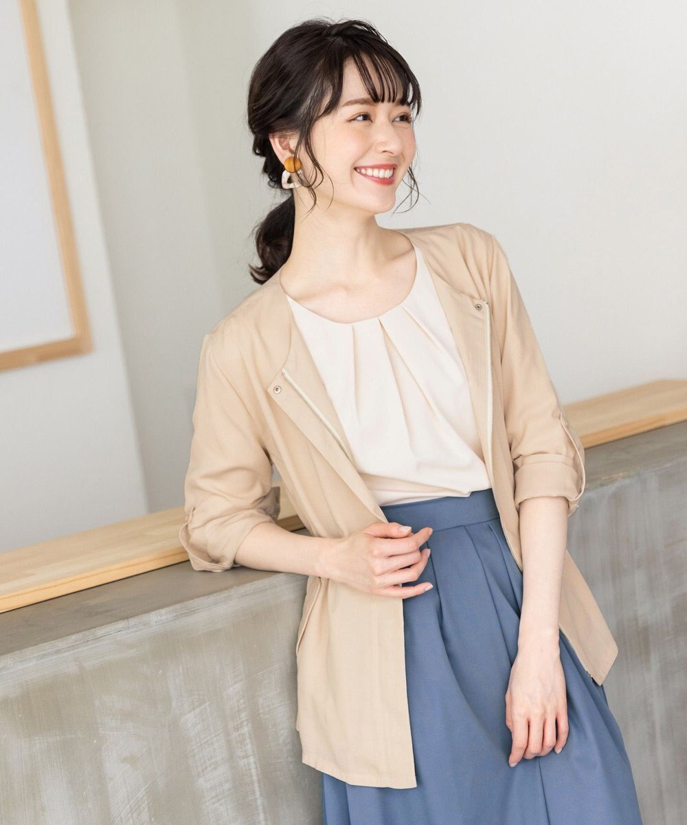 Tiaclasse L 【洗える】シルエットの変化を楽しめる麻調ドロストジャケット 