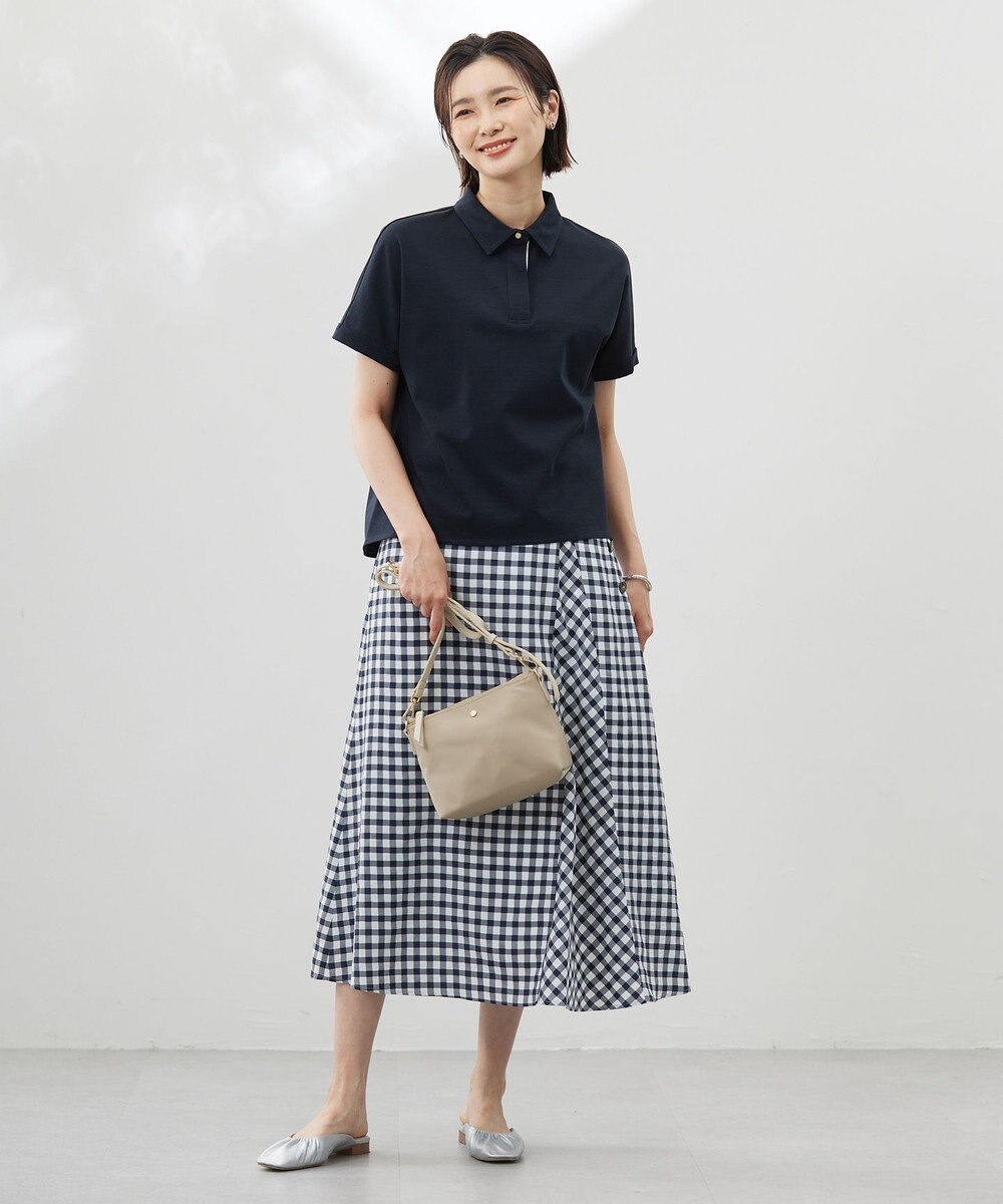 J.PRESS LADIES 【洗える】コットンリネンジャージー ポロ カットソー 