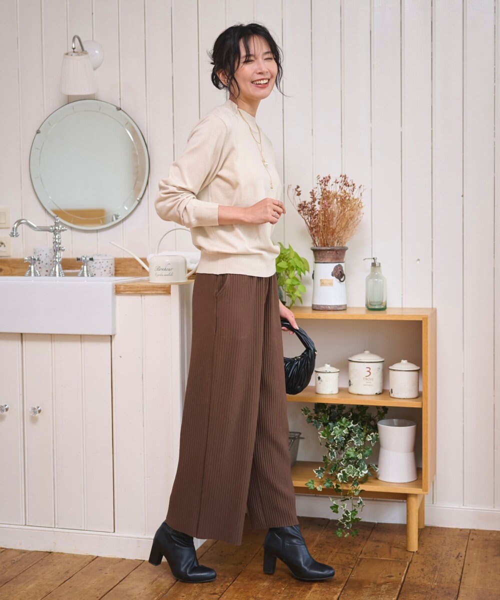 WEGO 【WEB限定/2025年秋冬新作/裾カットOK！自分サイズに調整可能/ウエストゴム/しわになりにくい/】カットプリーツパンツ 