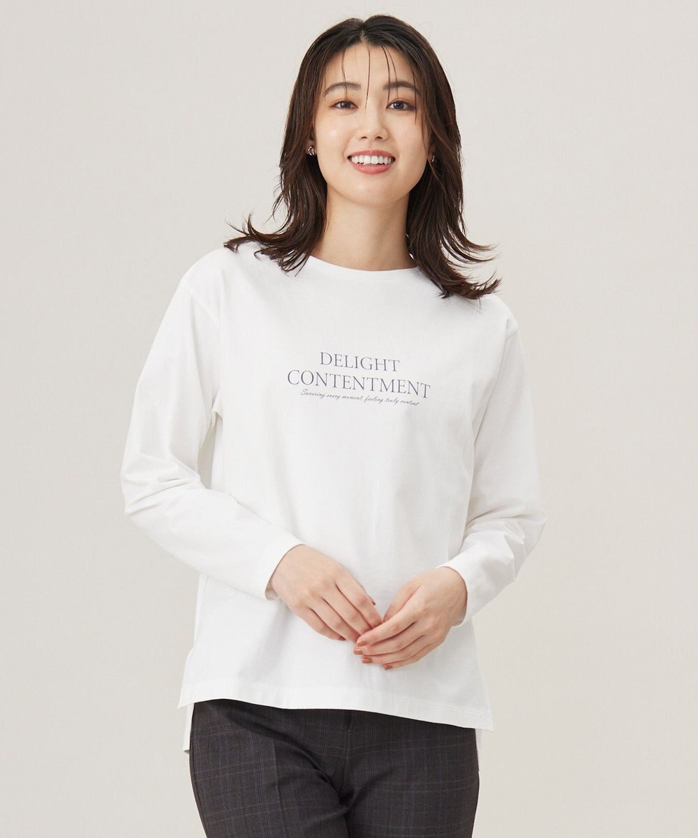 J.PRESS LADIES ロゴ ロングスリーブ Tシャツ ホワイト系