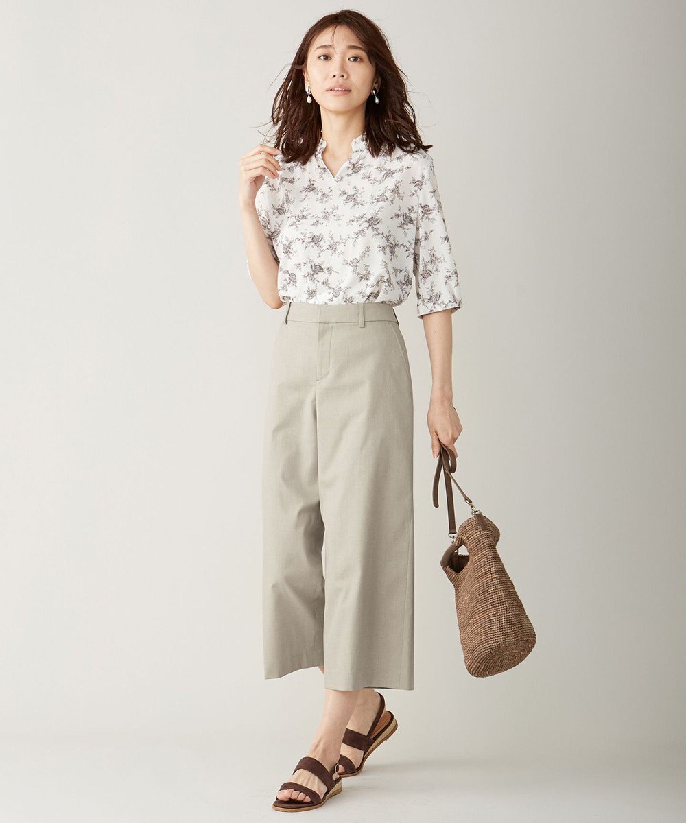 J.PRESS LADIES 【シワになりにくい】コットンフィッティーシャーク ワイドパンツ 