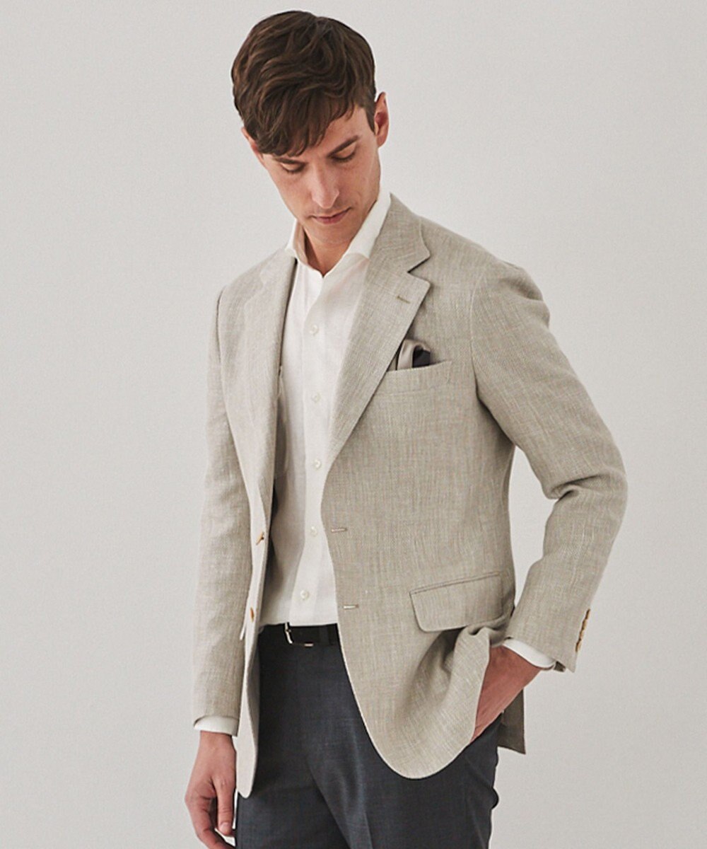 GOTAIRIKU 【DORMEUIL】ドーメル HEXAGON リネン ジャケット_ベージュ 