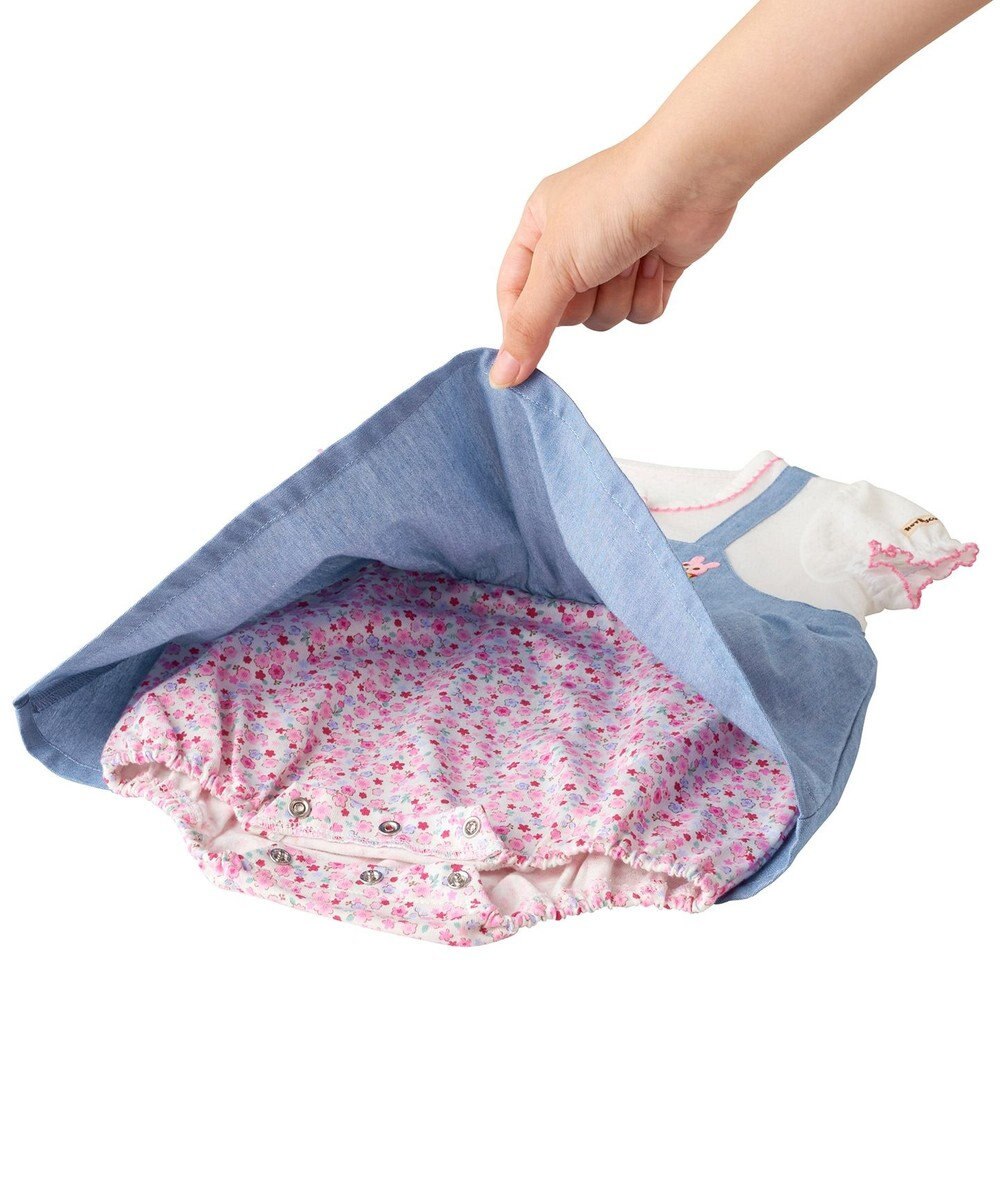 MIKI HOUSE HOT BISCUITS 【70-80cm】 ジャンパースカート風 ショートオール 