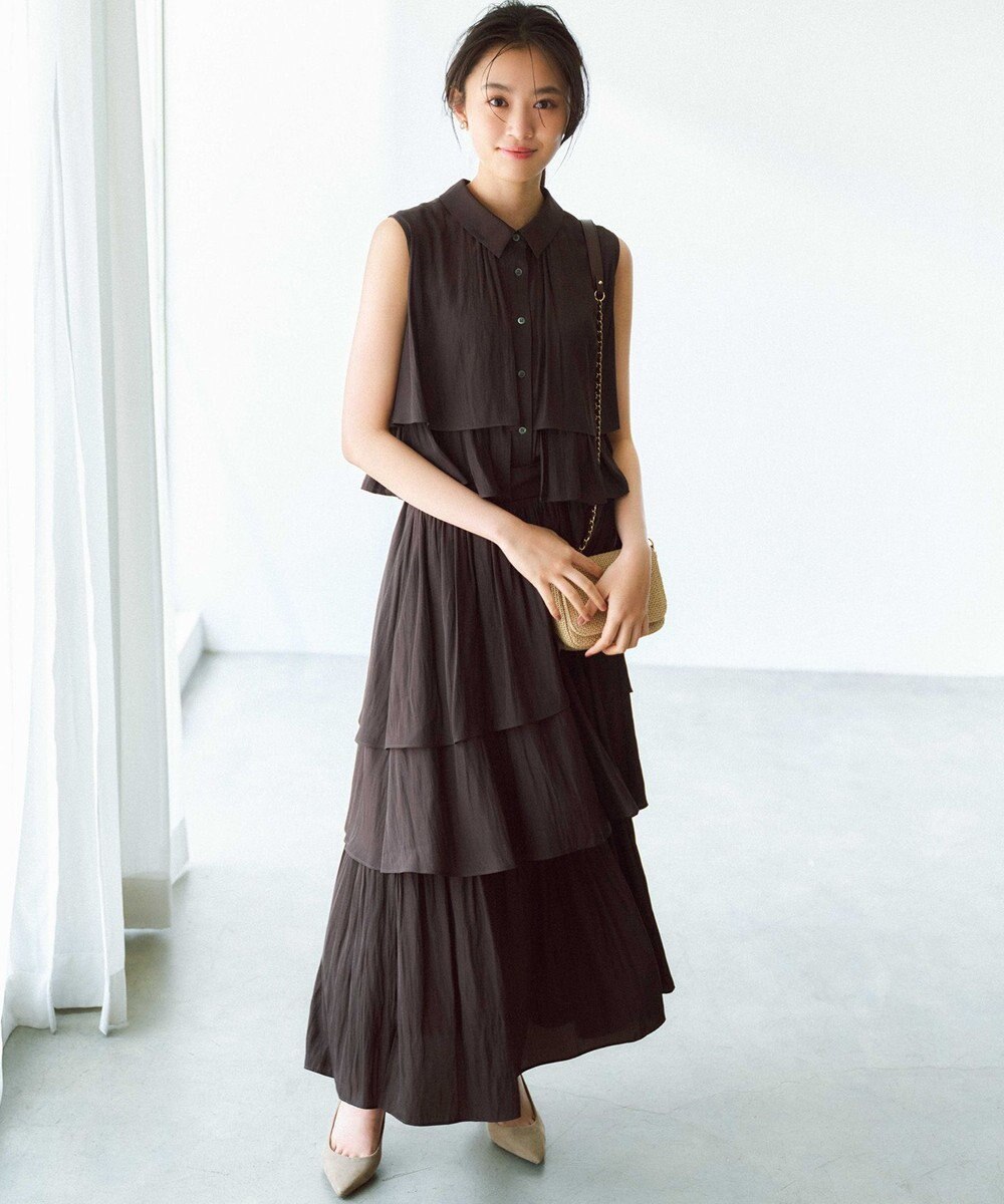 組曲 【入江未悠さんコラボ】ギャザーライトデシンティアード ブラウス 