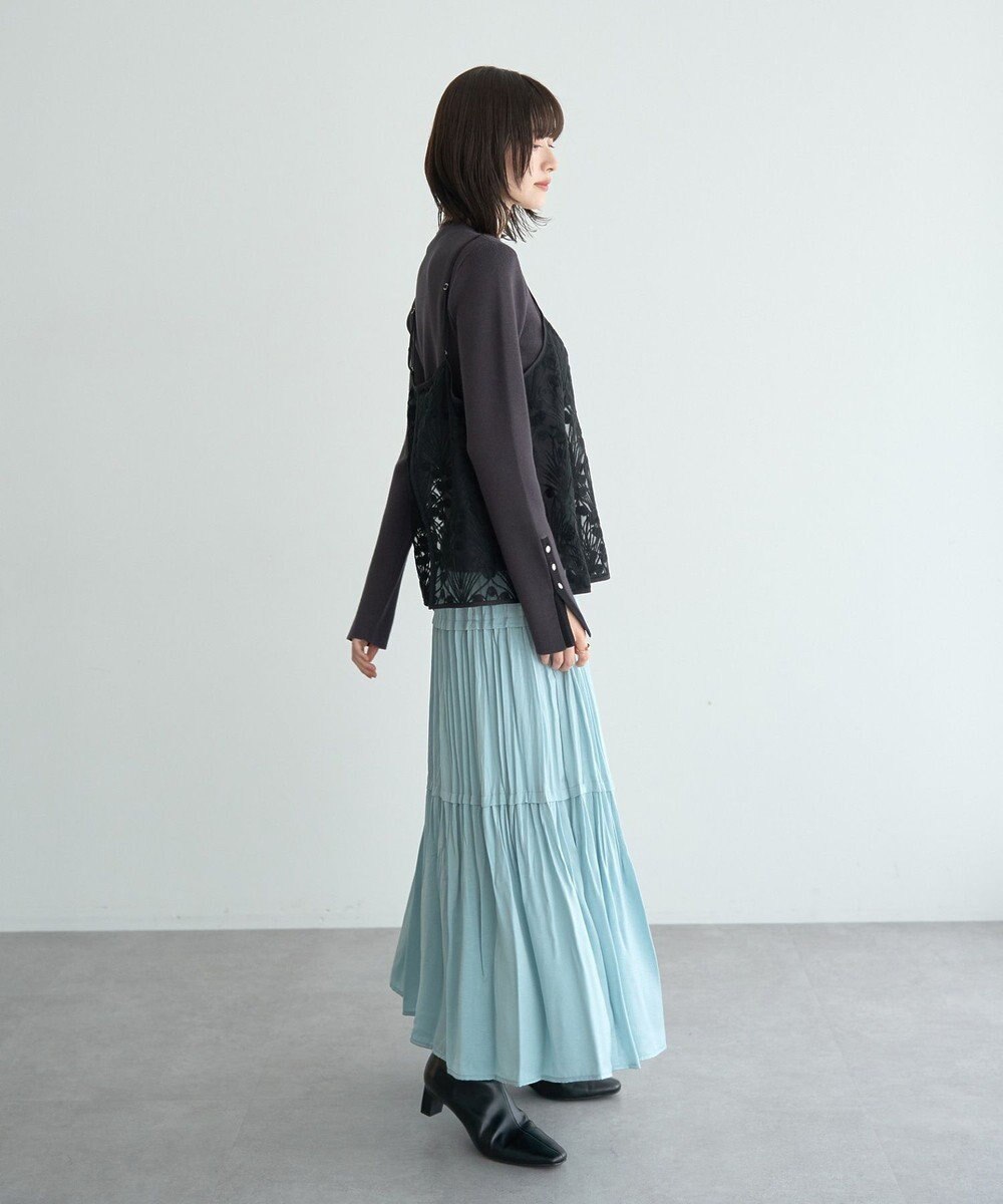 YECCA VECCA ランダムプリーツサテンマーメイドスカート 