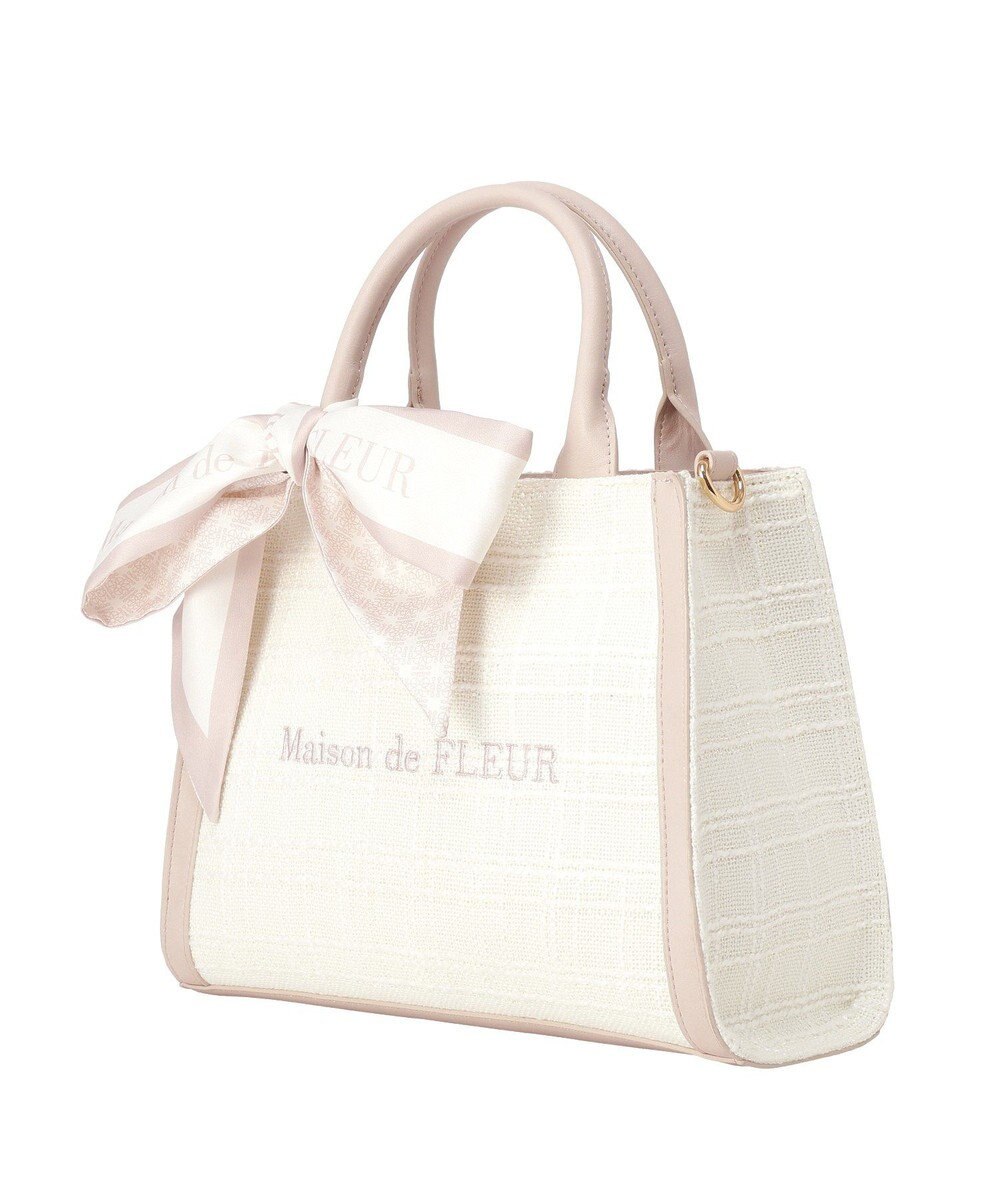 Maison de FLEUR スカーフ付きツイード2Wayバッグ 