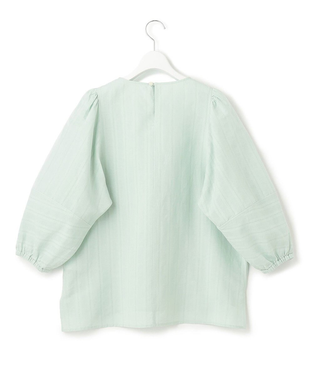 23区 【洗える】カラミストライプ パフスリーブ ブラウス 