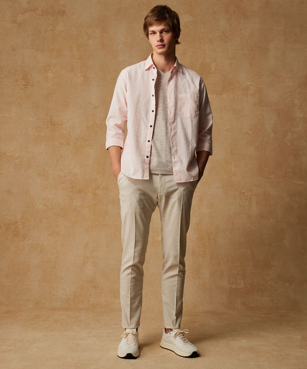 JOSEPH ABBOUD 【リネン素材/吸水速乾/日本素材】リネンハニカム Vネック Tシャツ 