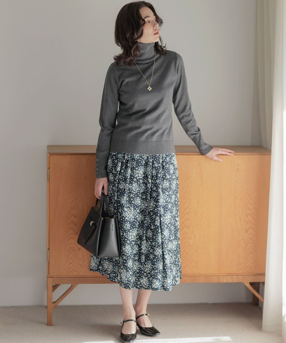 組曲 モザイクフラワープリント スカート 