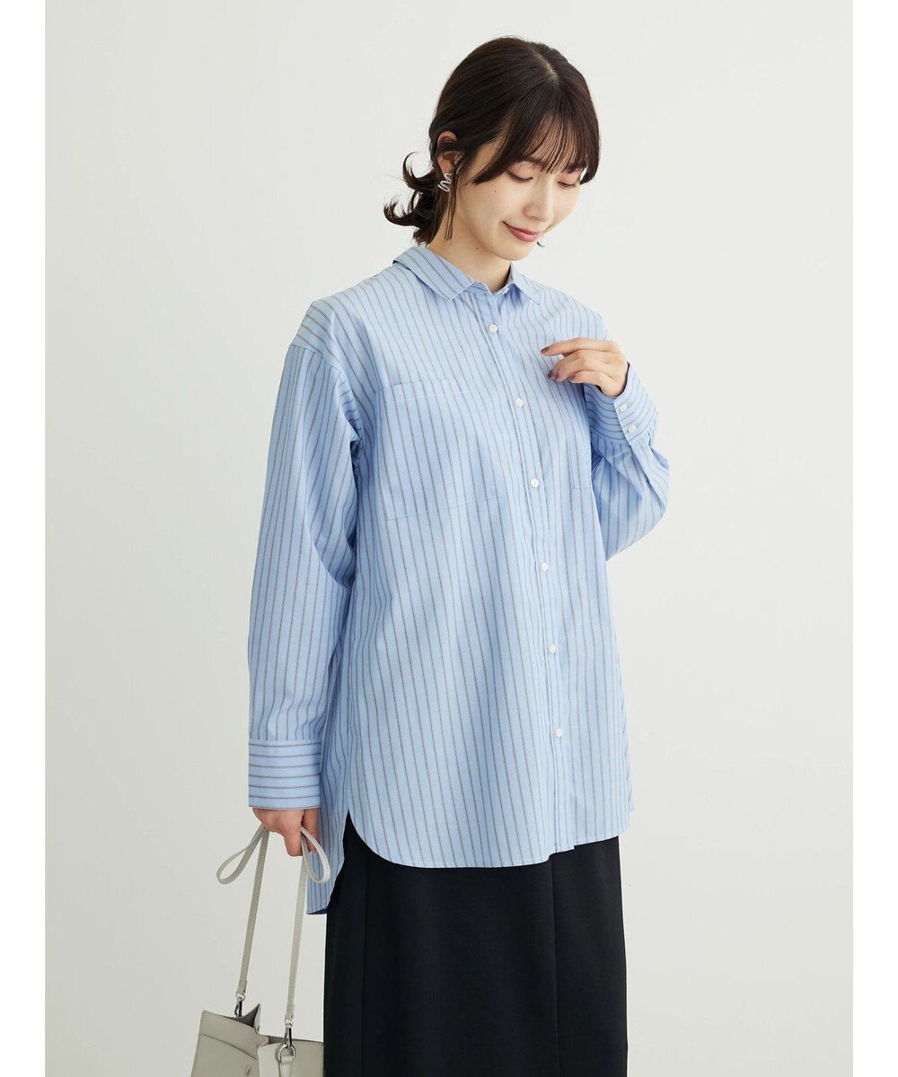 Green Parks 胸元ポケットイージーケアストライプシャツ 