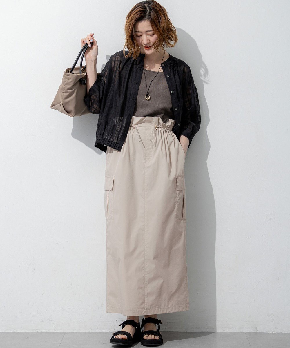 23区 S シャイニーリブ スクエアネック タンクトップ 