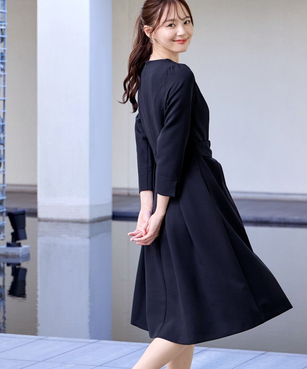 Tiaclasse 【セレモニー・新色追加・洗える】アシメリボンベルトフレアワンピース 