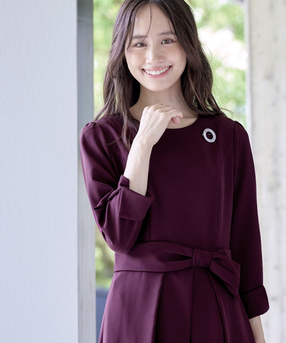 Tiaclasse 【セレモニー・新色追加・洗える】アシメリボンベルトフレアワンピース 