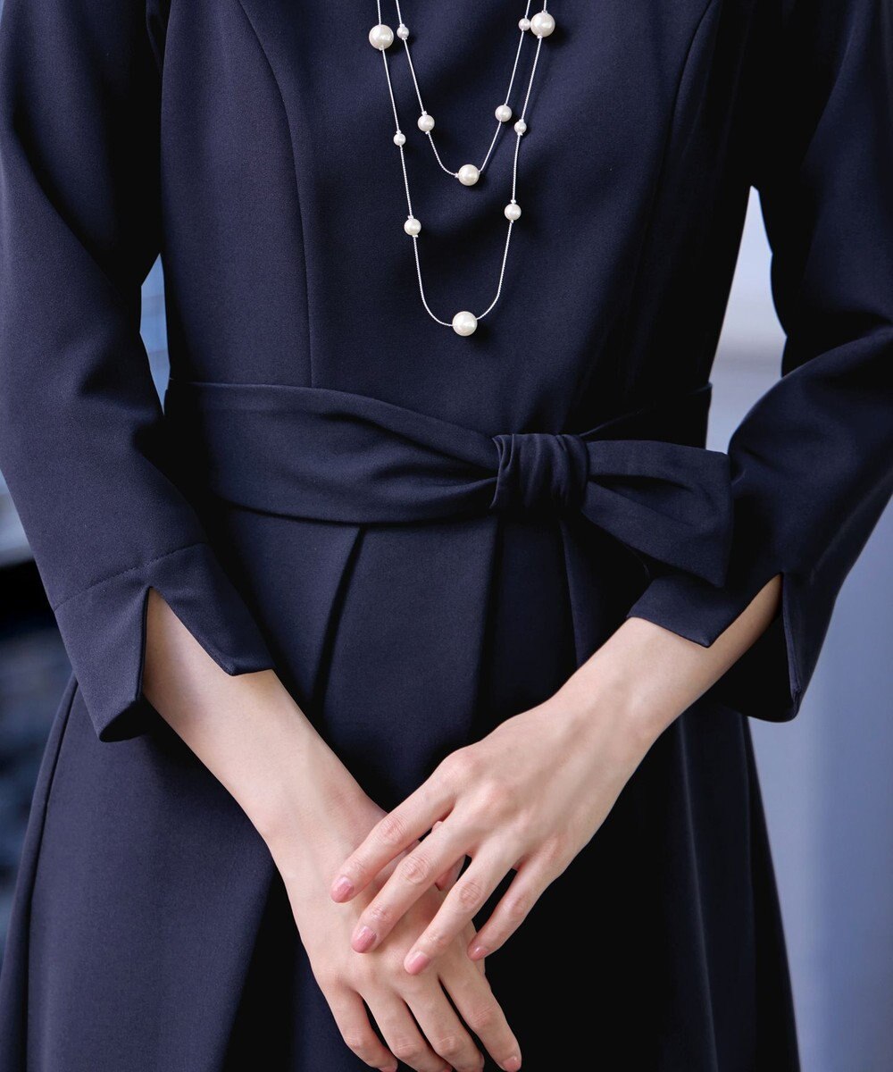 Tiaclasse 【セレモニー・新色追加・洗える】アシメリボンベルトフレアワンピース 