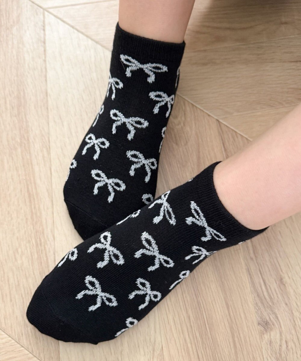 WEGO リボン総柄ショートソックス 