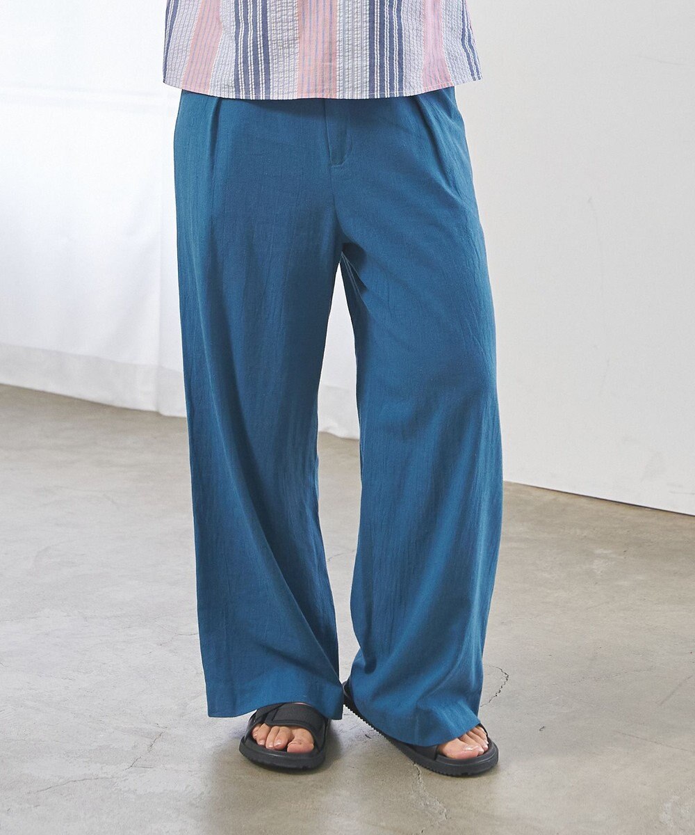 J.PRESS YORK STREET 【WOMEN】コットンワッシャータックワイド パンツ 