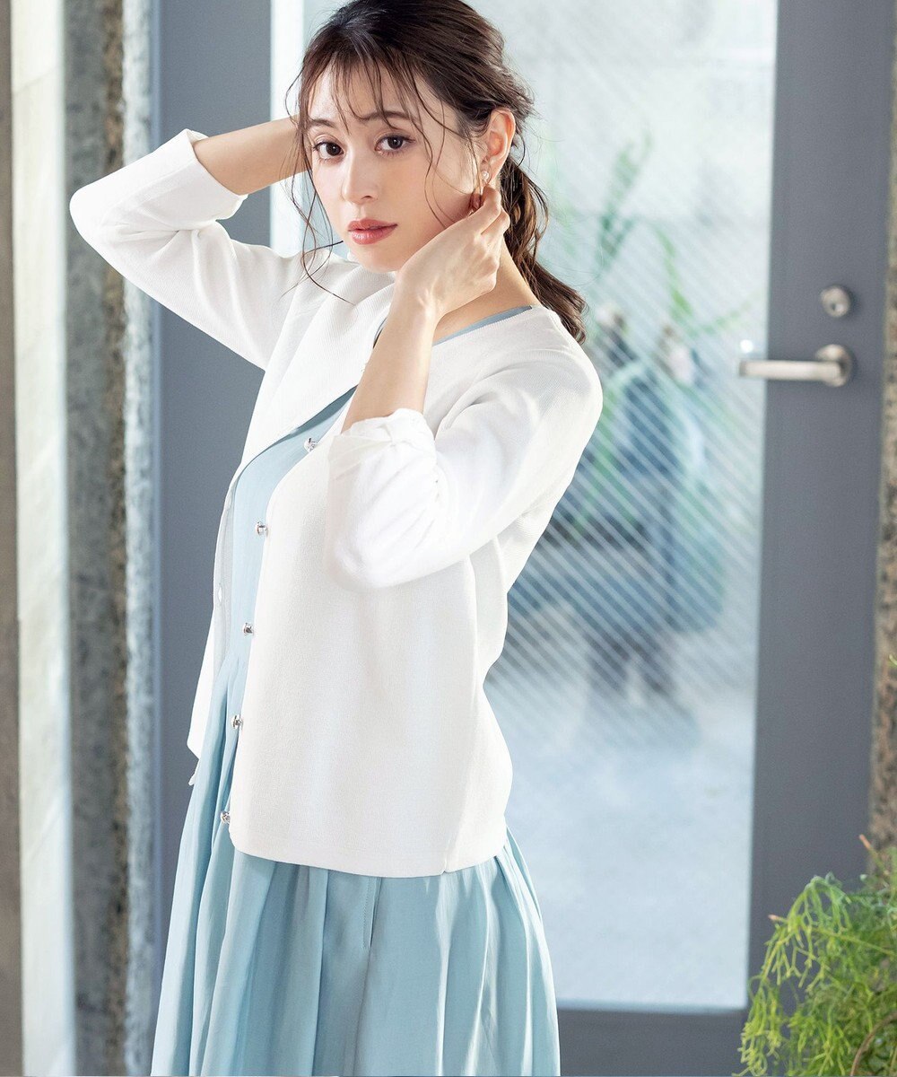 Tiaclasse L 【洗える】ミラノリブ編みが大人上品なリボンニットカーディガン 