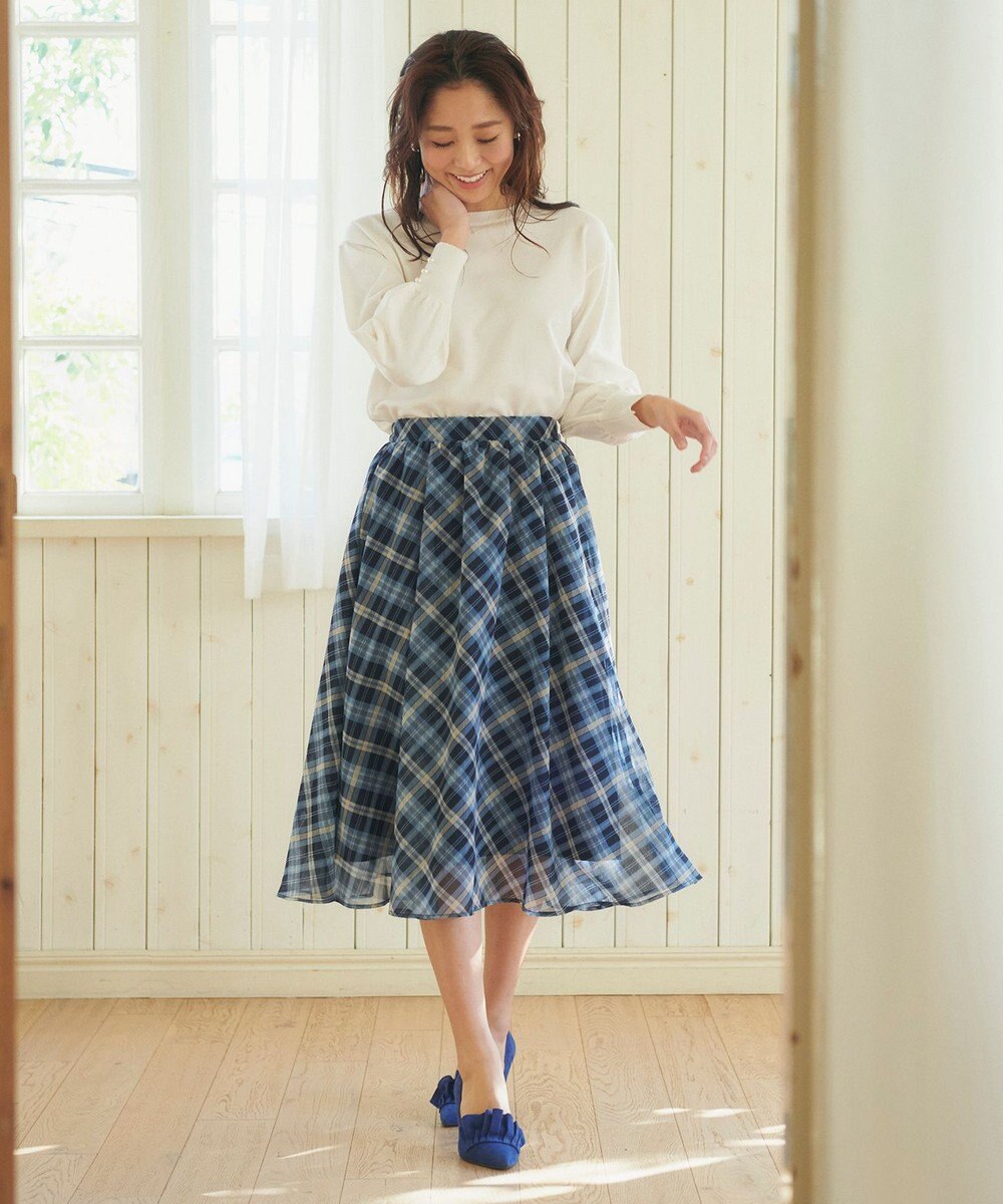 Feroux 楊柳チェックフレア スカート 
