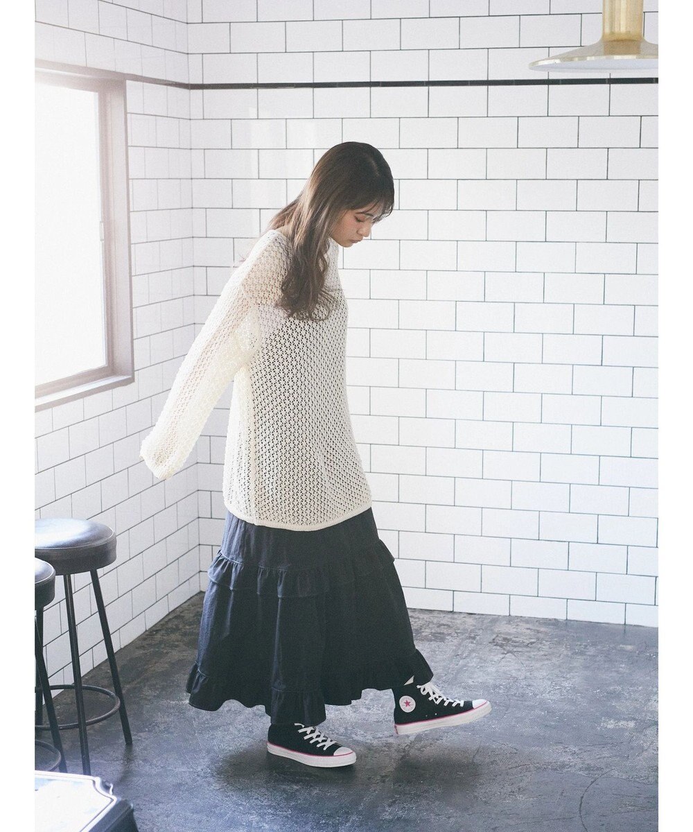 earth music&ecology メッシュ編みニットプルオーバー 