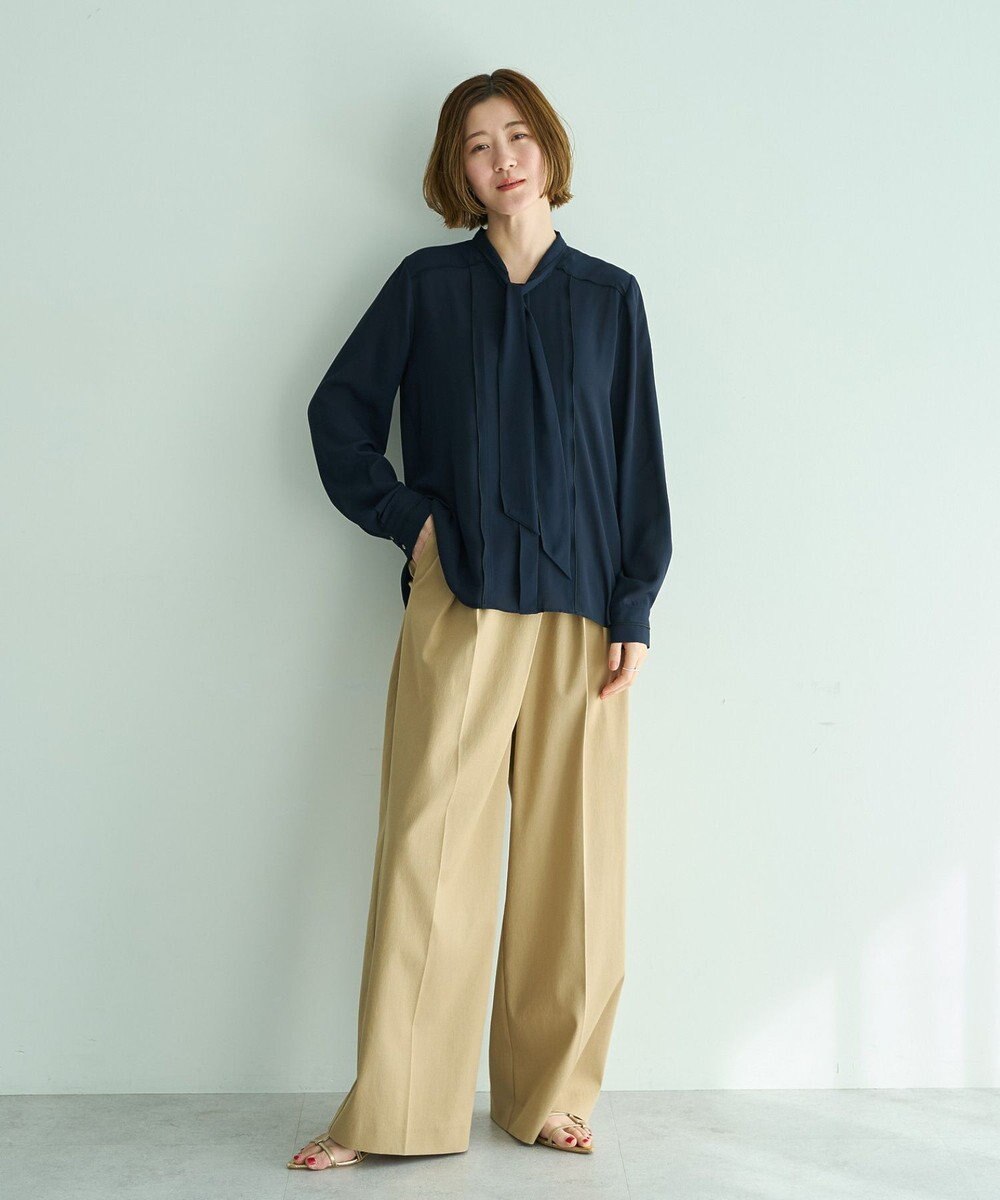 YECCA VECCA 配色ラインボウタイブラウス 