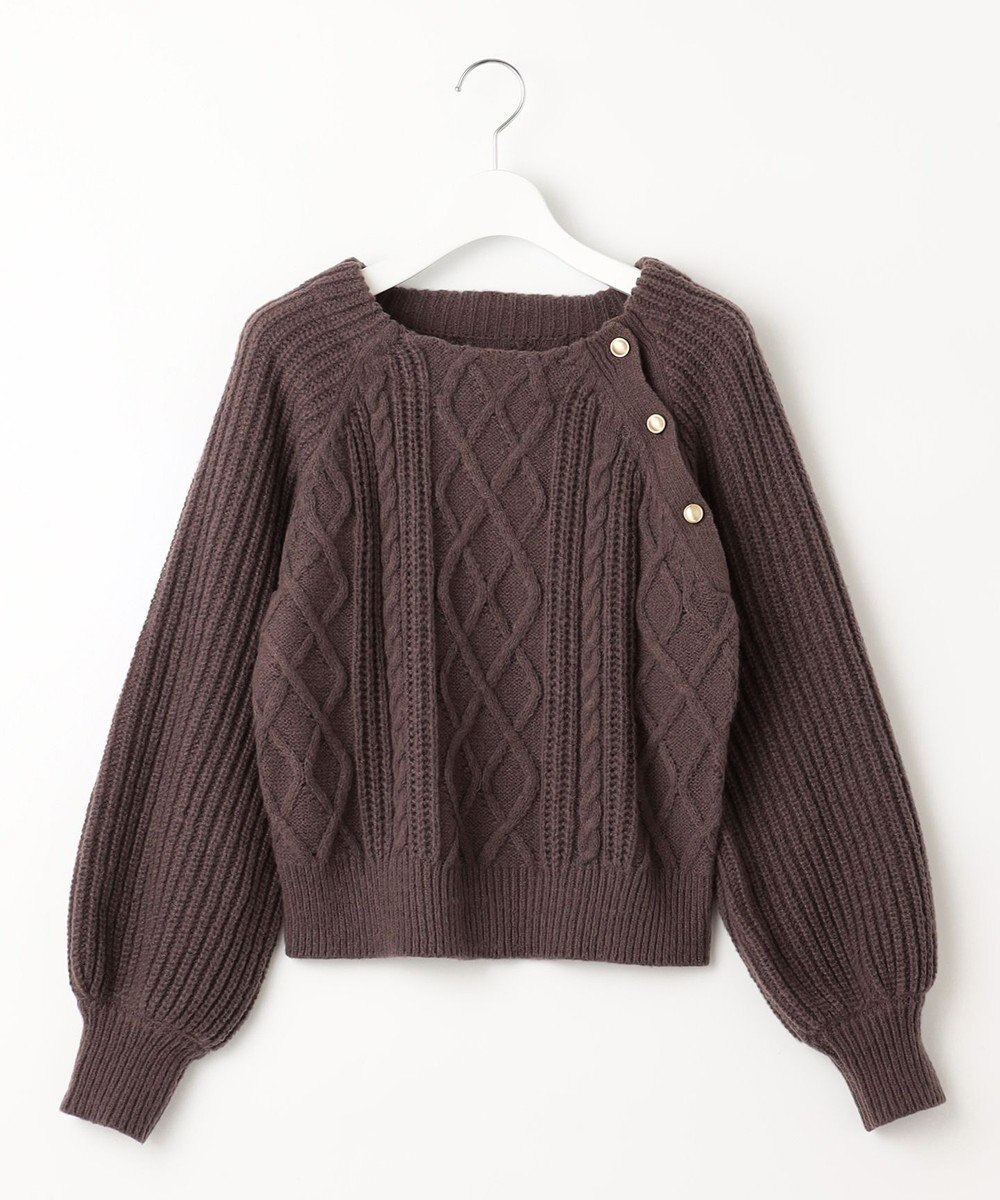 Feroux 【洗える】金釦ケーブル ニット 